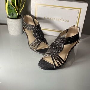 Charter Club Women's Glitter Black Sandals